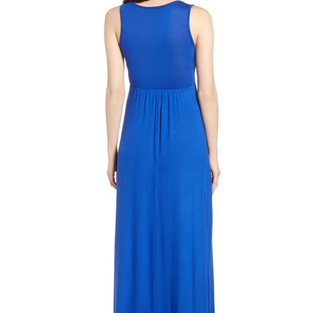 LOVEAPPELLA V-neck jersey maxi dress in blue